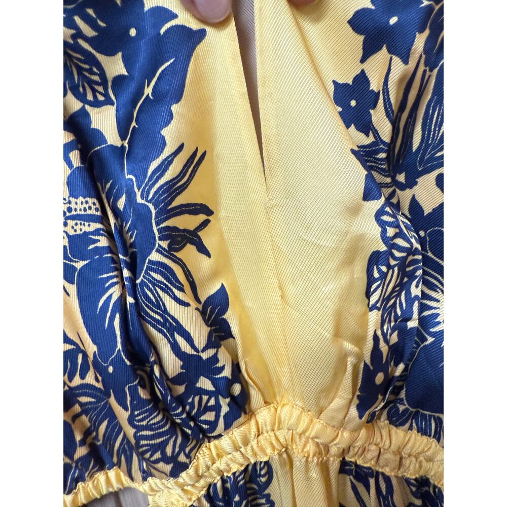 SANDRO PARIS Ocher Viscose Midi Dress In Yellow Blue Sz 40 / US8 MSRP $595 New - Picture 9 of 16